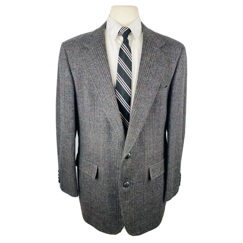 VINTAGE HART SCHAFFNER MARX Mens 42R Plaid TWEED Blazer Sport Coat Suit Jacket